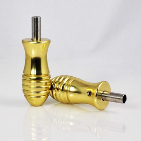 Golden Aluminum Alloy Fish Style Tattoo Grip with Back Stem 25mm