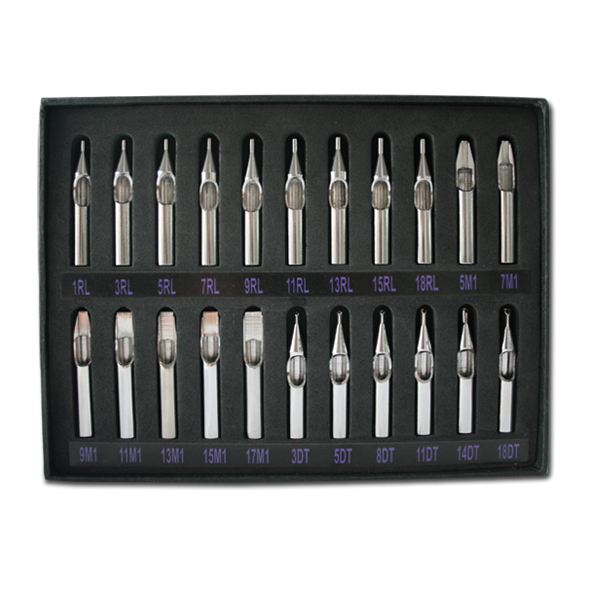 Complete Sizes of 22 pcs stainless steel Tattoo Tips Kit