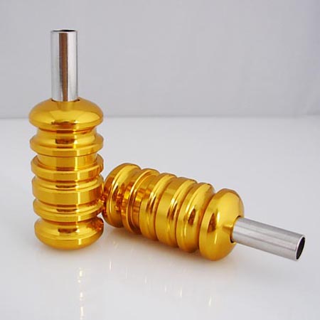 Golden Aluminum Alloy tattoo grip with back stem 22mm